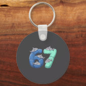 67 Animals Funny 67 Brainrot Youth Kids Shark 67  キーホルダー (正面)