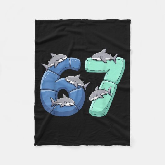 67 Animals Funny 67 Brainrot Youth Kids Shark 67 フリースブランケット (正面)