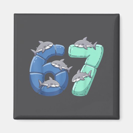 67 Animals Funny 67 Brainrot Youth Kids Shark 67  マグネット (正面)