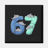 67 Animals Funny 67 Brainrot Youth Kids Shark 67  マグネット (正面)