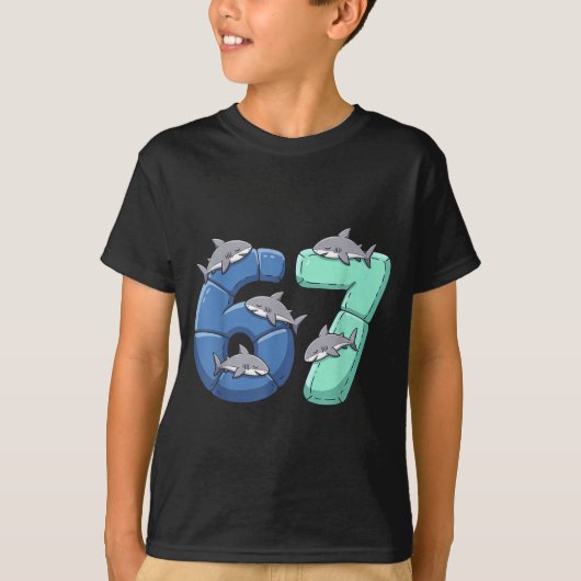 67 Animals Funny 67 Brainrot Youth Kids Shark 67  Tシャツ (正面)