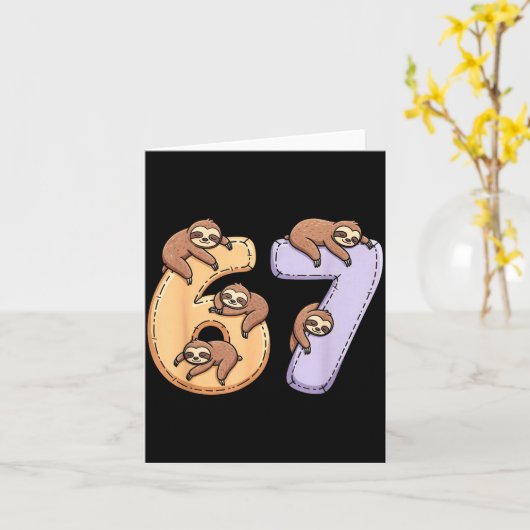 67 Animals Funny 67 Brainrot Youth Kids Sloth 67 カード (黄色い花)