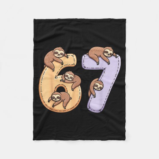 67 Animals Funny 67 Brainrot Youth Kids Sloth 67  フリースブランケット (正面)