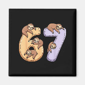 67 Animals Funny 67 Brainrot Youth Kids Sloth 67  マグネット (正面)