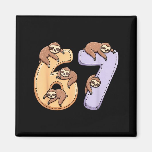 67 Animals Funny 67 Brainrot Youth Kids Sloth 67  マグネット (正面)