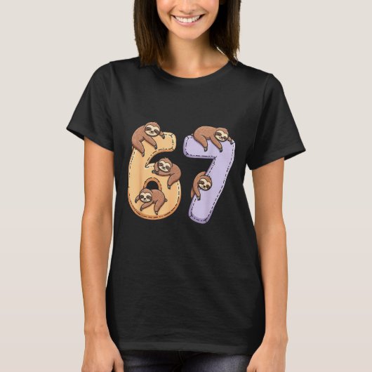 67 Animals Funny 67 Brainrot Youth Kids Sloth 67  Tシャツ (正面)