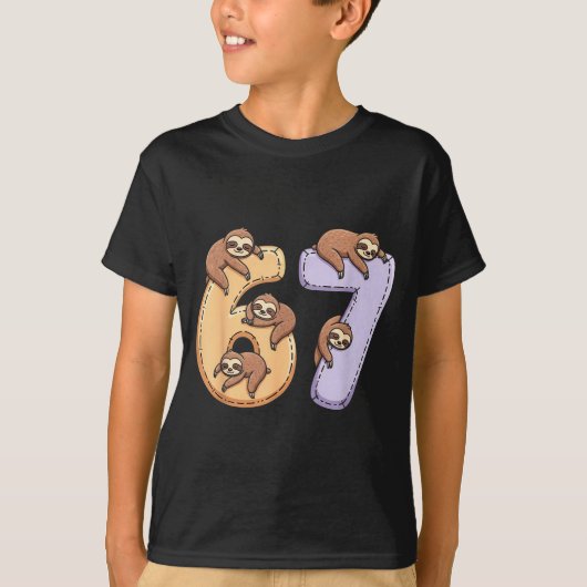 67 Animals Funny 67 Brainrot Youth Kids Sloth 67  Tシャツ (正面)