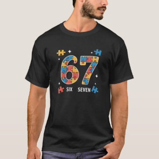 67 Autism Puzzle Number Trendy Graphic  Tシャツ
