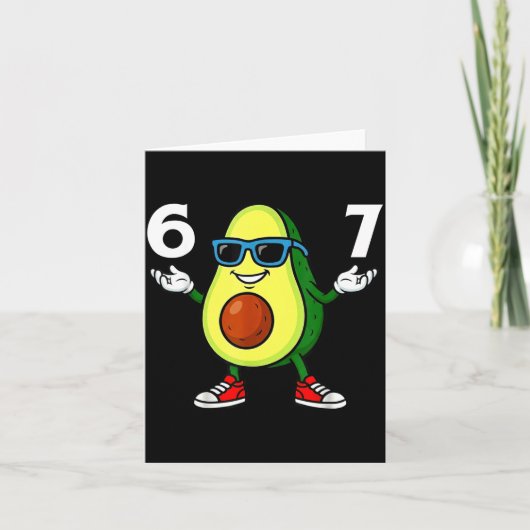 67 Avocado 6 7 Funny Cool Six Seven Meme Cartoon B カード (正面)