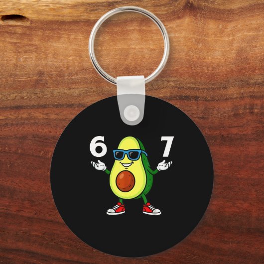 67 Avocado 6 7 Funny Cool Six Seven Meme Cartoon B キーホルダー (正面)