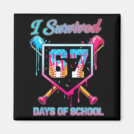 67 Baseball Ice Cream Drip Six Seven Meme Teachers マグネット (正面)