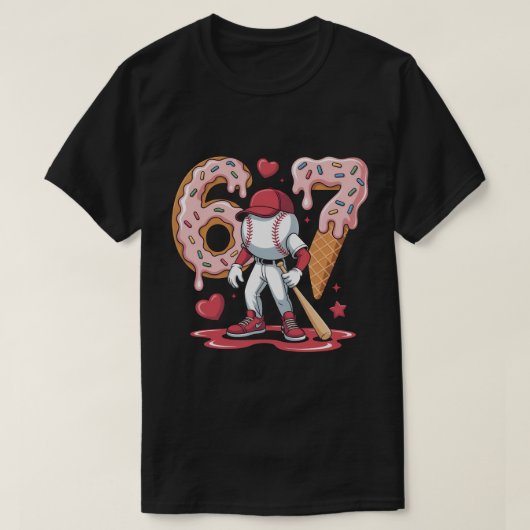 67 Baseball Meme Shirt - Ice Cream Drip 6-7 Youth  Tシャツ (デザイン正面)
