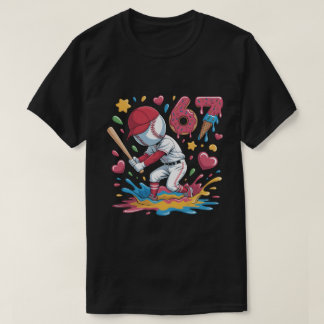 67 Baseball Meme Sweet Drip Art Donut and Ice Crea Tシャツ
