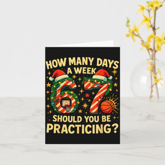 67 Basketball Christmas Funny Practice Meme Gift  カード (黄色い花)