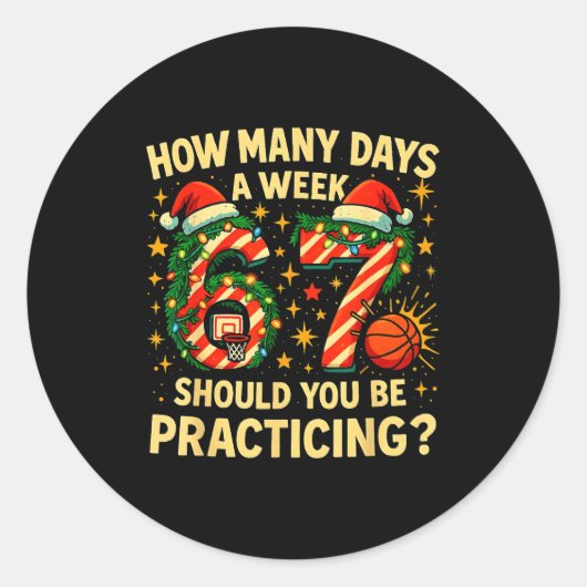 67 Basketball Christmas Funny Practice Meme Gift ラウンドシール (正面)
