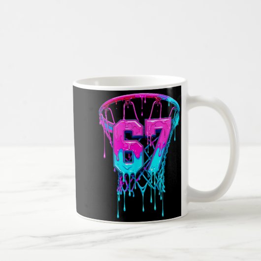 67 Basketball Drip Six Seven Funny コーヒーマグカップ (右)