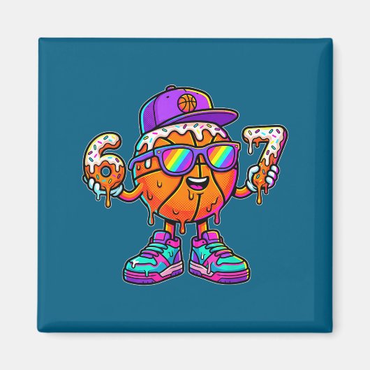 67 Basketball Drip Six Seven Funny Meme Gen Alpha  マグネット (正面)