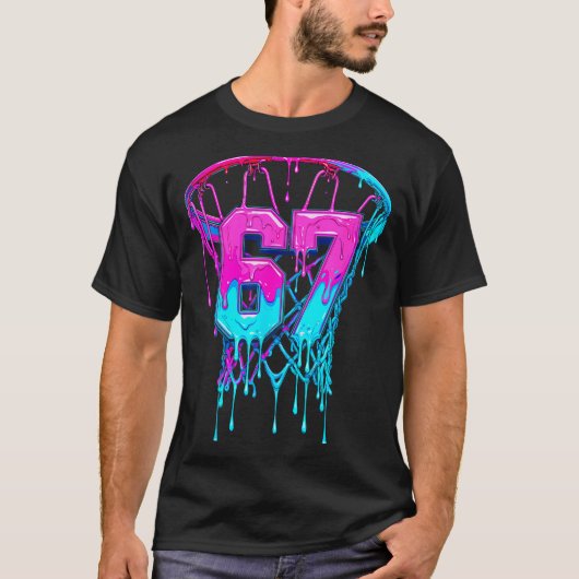 67 Basketball Drip Six Seven Funny Tシャツ (正面)