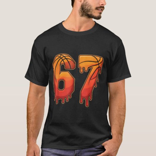 67 Basketball Gen Alpha Slang Kids Drip Six Seven Tシャツ (正面)