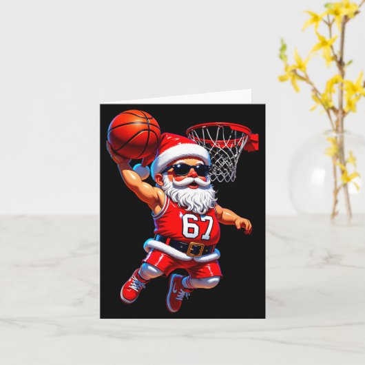67 Basketball Santa Six Seven Meme Christmas Srt M カード (黄色い花)