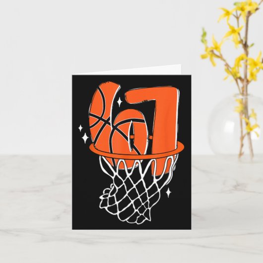 67 Basketball Six Seven 6 7 Meme Funny 67 Basketba カード (黄色い花)