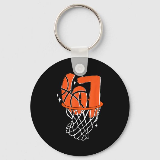 67 Basketball Six Seven 6 7 Meme Funny 67 Basketba キーホルダー (正面)