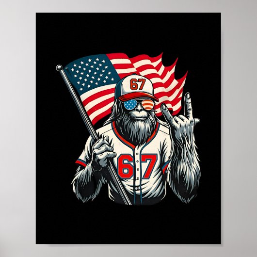 67 Bigfoot Meme Funny Six Seven Gen Alpha Slang ポスター (正面)