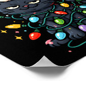 67 Black Cat Christmas Ice Cream Drip Santa Hat Si ポスター (角)