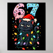 67 Black Cat Christmas Ice Cream Drip Santa Hat Si ポスター (正面)