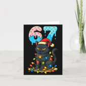 67 Black Cat Santa Hat Christmas Lights Drip For G カード (正面)