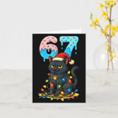 67 Black Cat Santa Hat Christmas Lights Drip For G カード (黄色い花)