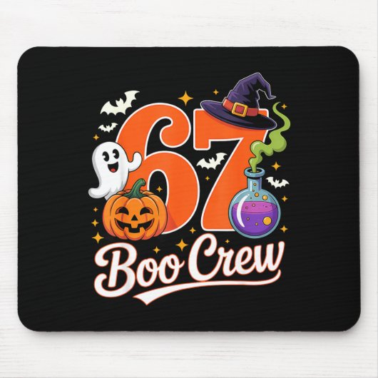 67 boo crew funny halloween ghost witch pumpkin マウスパッド (正面)