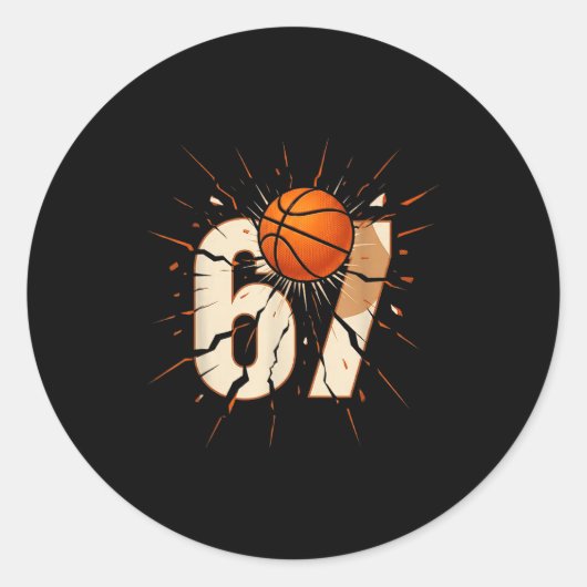 67 Brainrot Youth Basketball Drip - Funny Kids 67  ラウンドシール (正面)