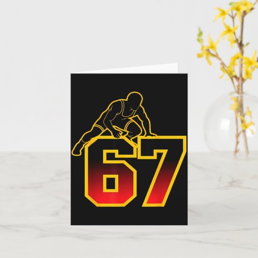 67 Brainrot Youth Wrestling Drip - Funny Kids 67  カード (黄色い花)