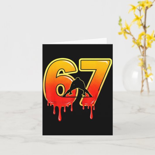 67 Brainrot Youth Wrestling Drip - Funny Kids 67  カード (黄色い花)