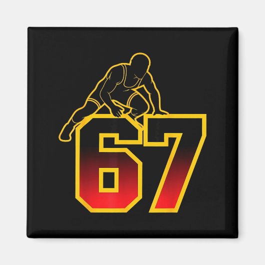 67 Brainrot Youth Wrestling Drip - Funny Kids 67 マグネット (正面)