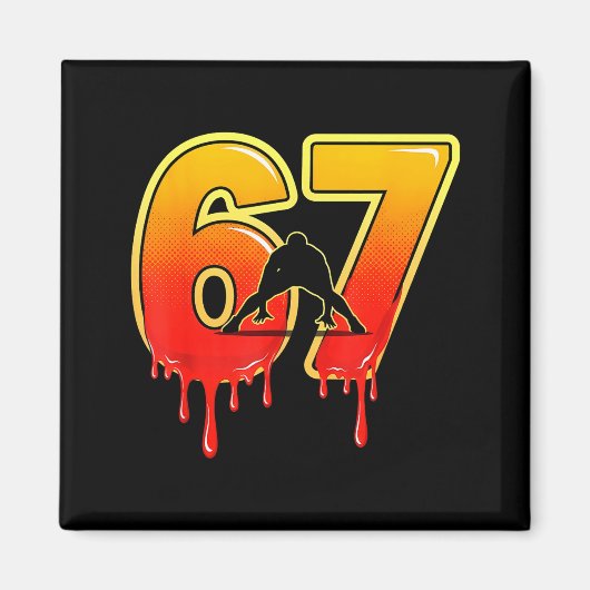 67 Brainrot Youth Wrestling Drip - Funny Kids 67  マグネット (正面)