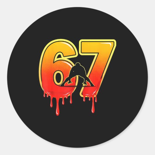 67 Brainrot Youth Wrestling Drip - Funny Kids 67  ラウンドシール (正面)