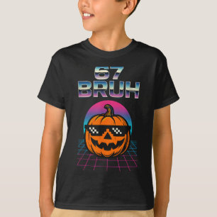 67 Bruh ミーム ハロウィン パンプキン 6 7 ブレインロット シックス セブン Tシャツ
