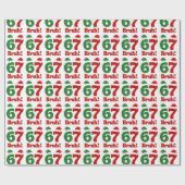 67 Bruh 笑えるクリスマス 赤と緑のサンタ帽子 ラッピングペーパー (フラット)