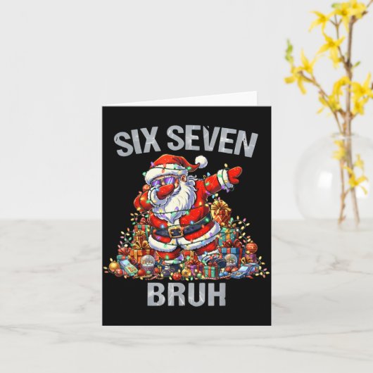 67 Bruh Christmas Six Seven Dabbing Santa 6 7 6-7  カード (黄色い花)