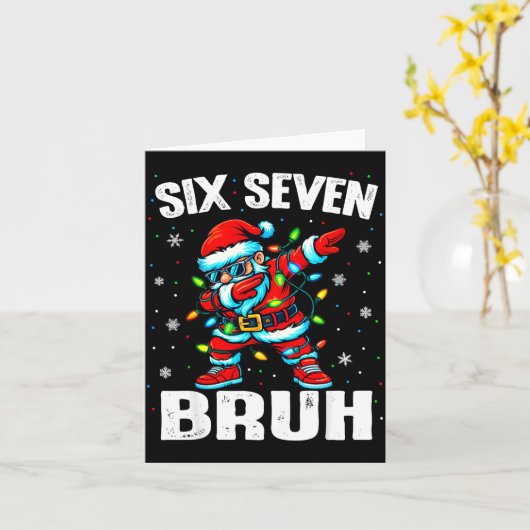 67 Bruh Christmas Six Seven Meme Dab Santa  カード (黄色い花)