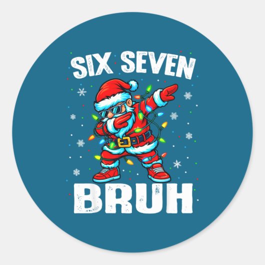 67 Bruh Christmas Six Seven Meme Dab Santa ラウンドシール (正面)