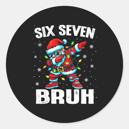 67 Bruh Christmas Six Seven Meme Dab Santa  ラウンドシール (正面)