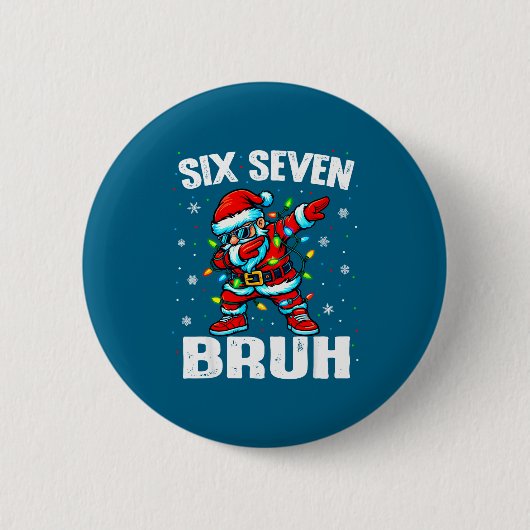 67 Bruh Christmas Six Seven Meme Dab Santa 缶バッジ (正面)