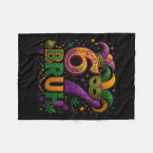 67 Bruh Funny Mardi Gras Mask Beads Costume Design フリースブランケット (正面(横))