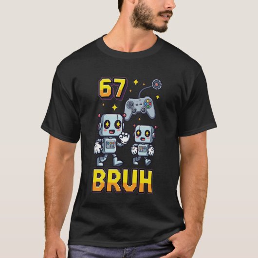 67 Bruh Gamer Video Gaming Boys Six Seven Meme Kid Tシャツ (正面)