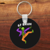 67 Bruh Halloween Dabbing Skeleton Meme 6 7 Number キーホルダー (正面)