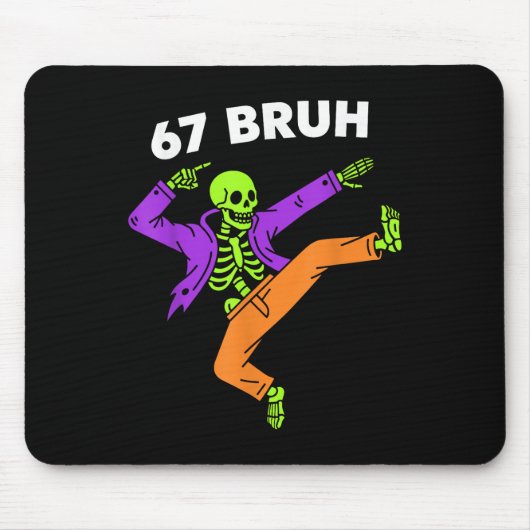 67 Bruh Halloween Dabbing Skeleton Meme 6 7 Number マウスパッド (正面)