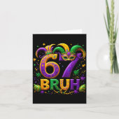 67 Bruh Jester Hat Feather Mask Mardi Gras Fleur D カード (正面)